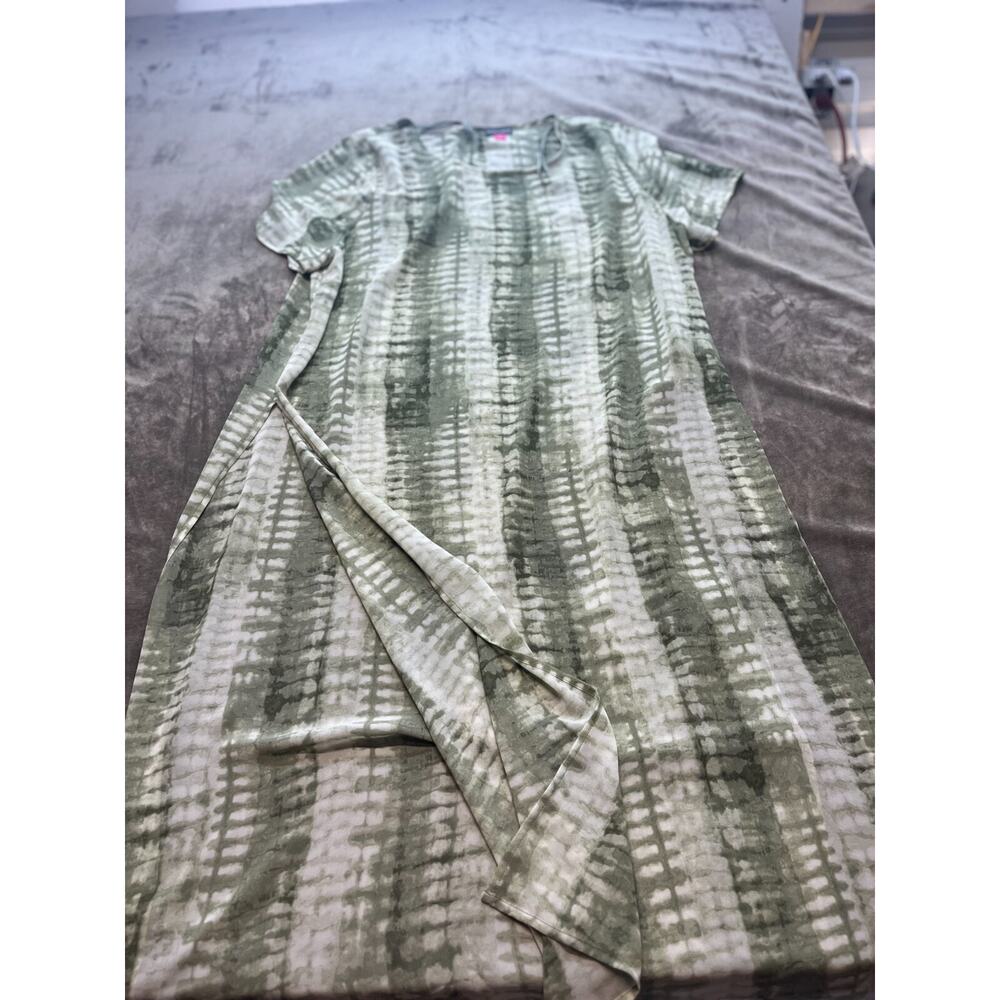 Vince Camuto Abstract Green Tie Waist Dress Women's Size XL